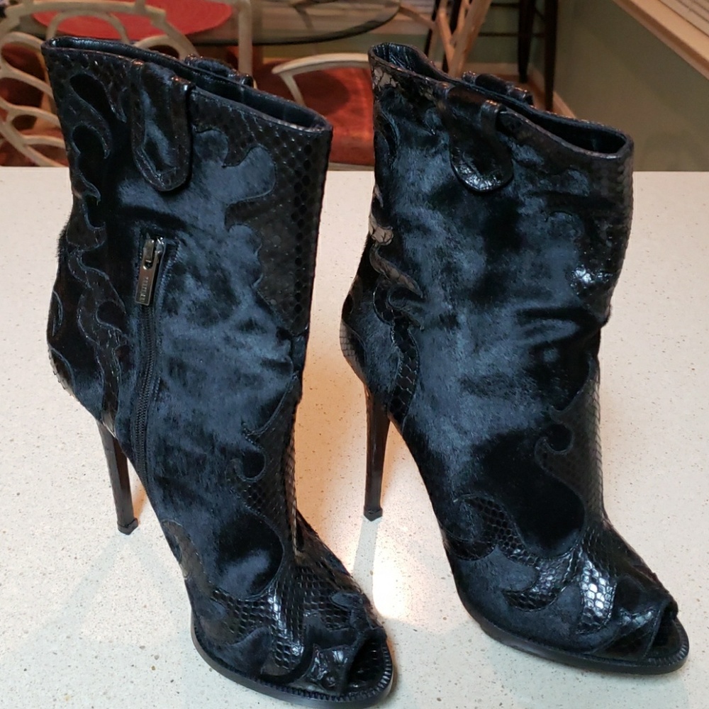 LESILLA Peep Toe Western Cowgirl Cowboy Boots